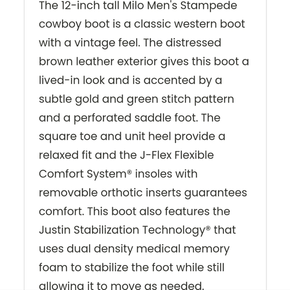 Justin's men western boots milo 12d brown - Picture 13 of 14